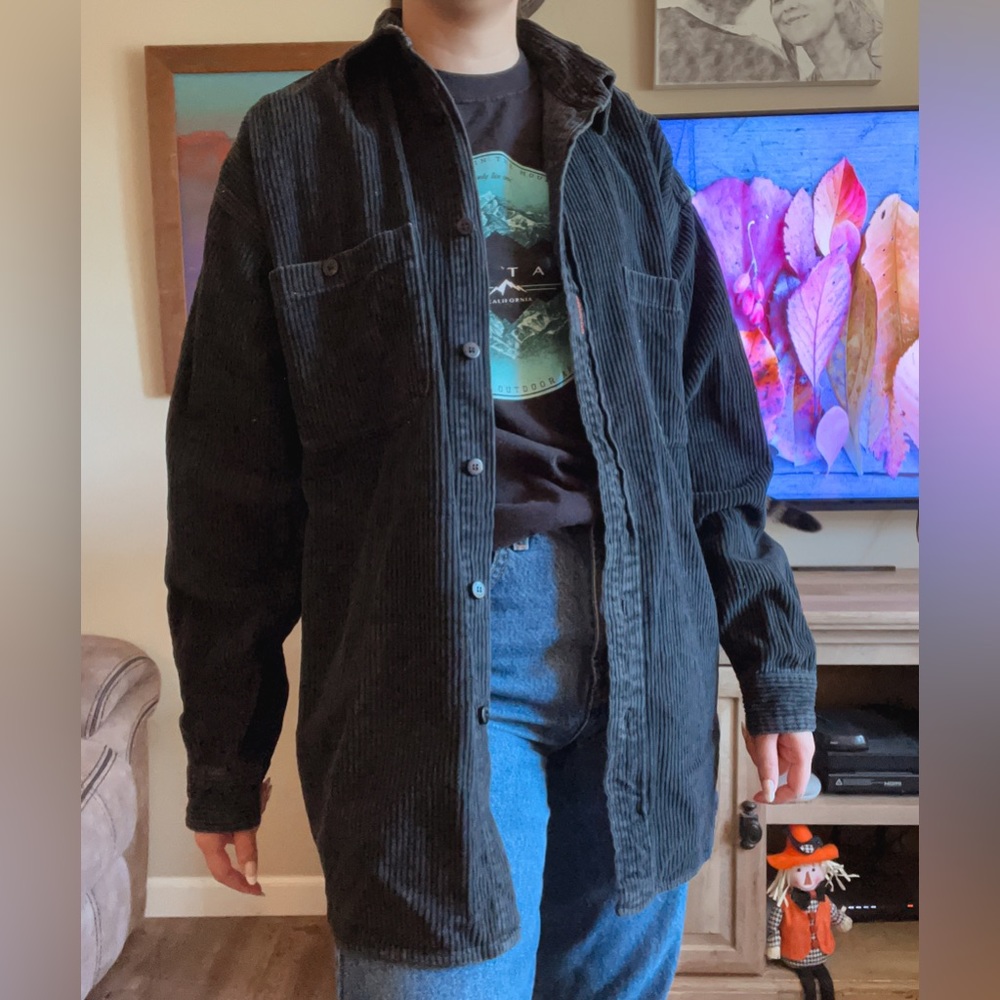 Harley Davidson Black Cordruroy Button Down